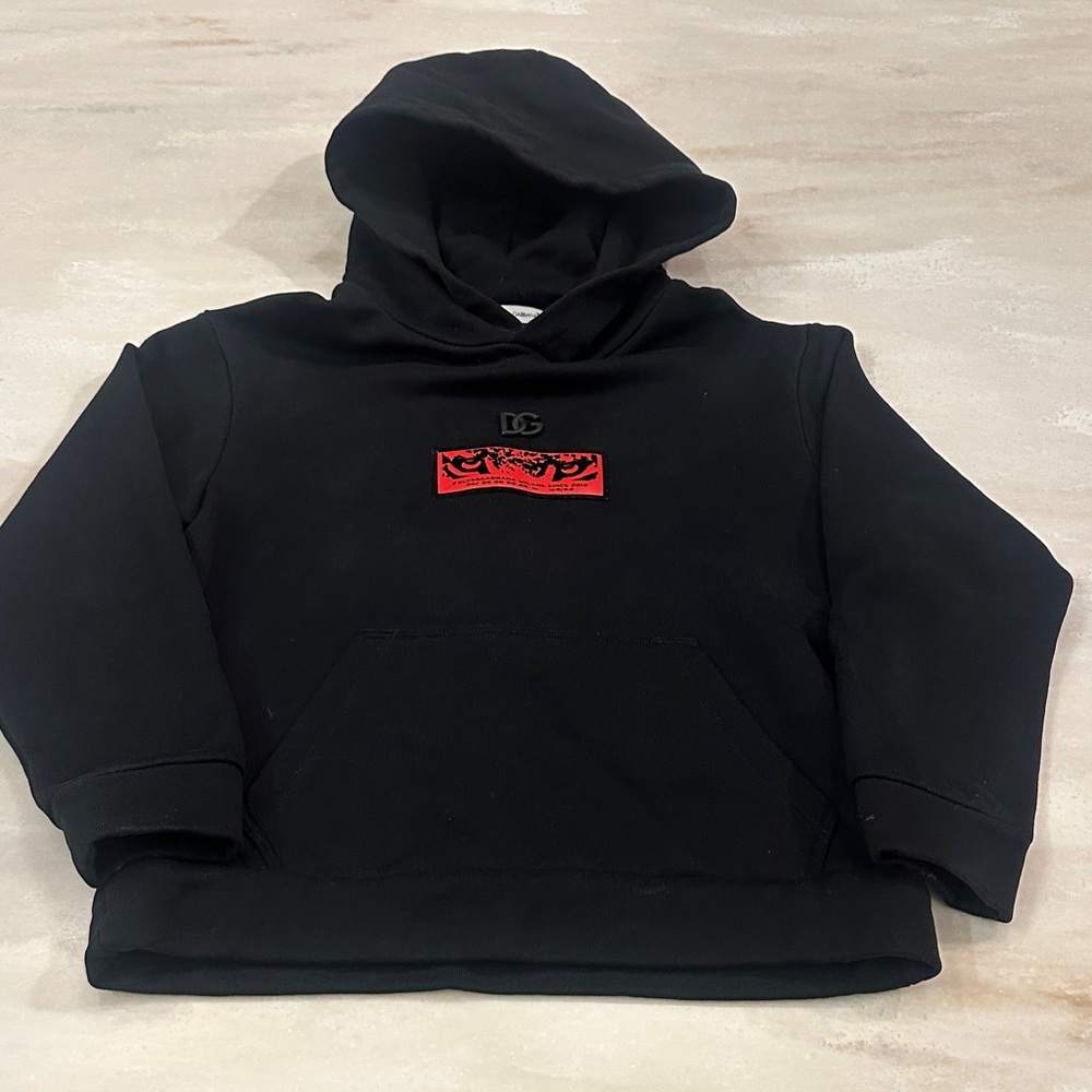 Dolce & Gabbana Black Hoodie with Red Accent
